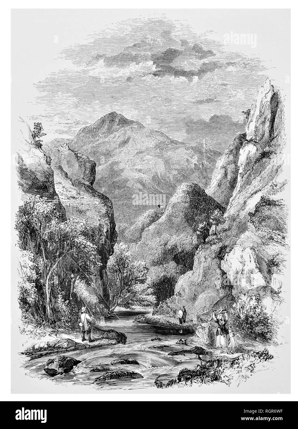 Die schroffen Moore, Berge und Stämme des Dove Dale Stockfoto