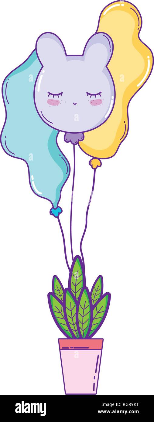Party ballons Helium mit zimmerpflanze Stock Vektor