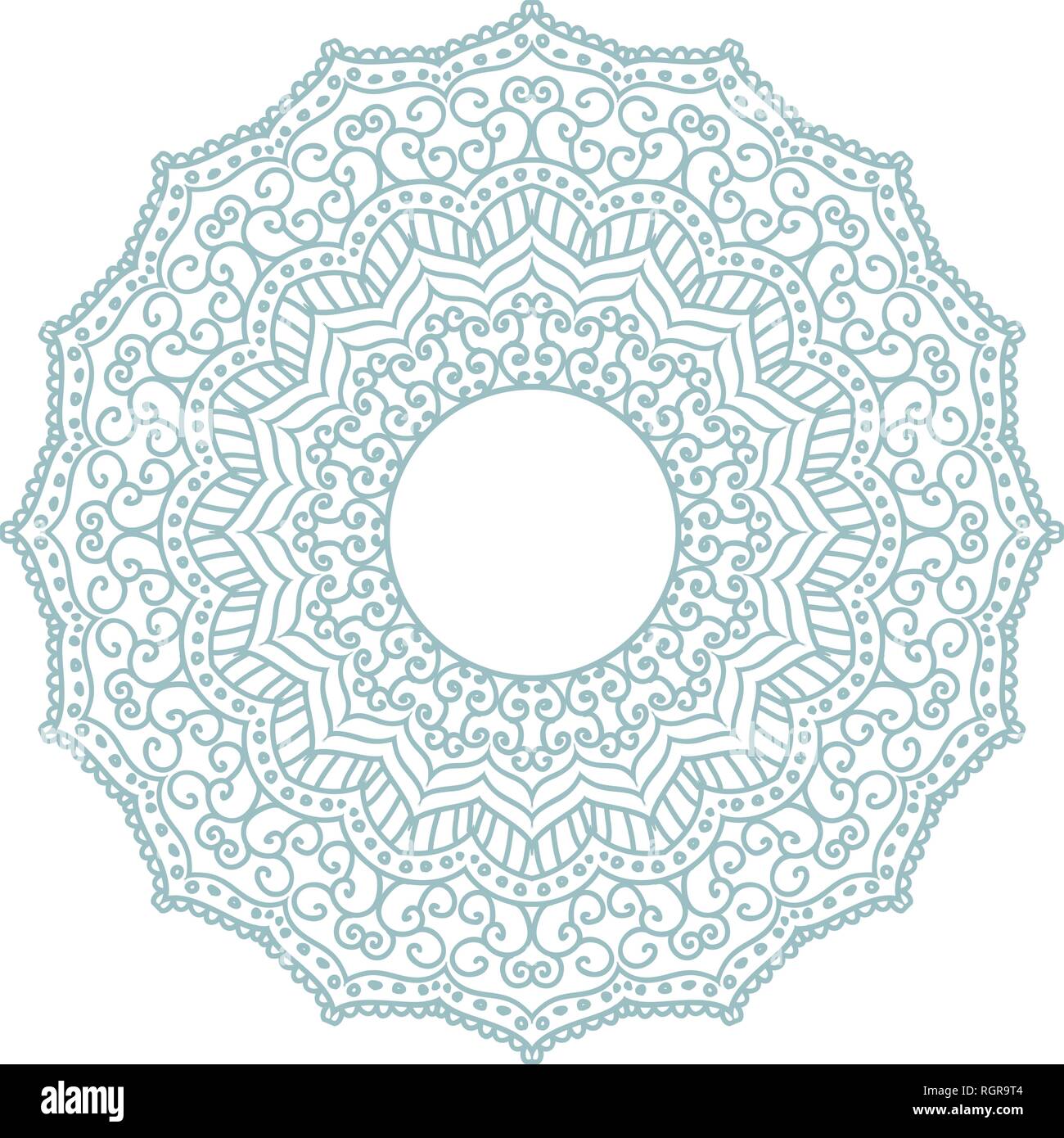 Mandala. Runde Zahl mit der Universum in der hinduistischen und buddhistischen. Logo Stock Vektor