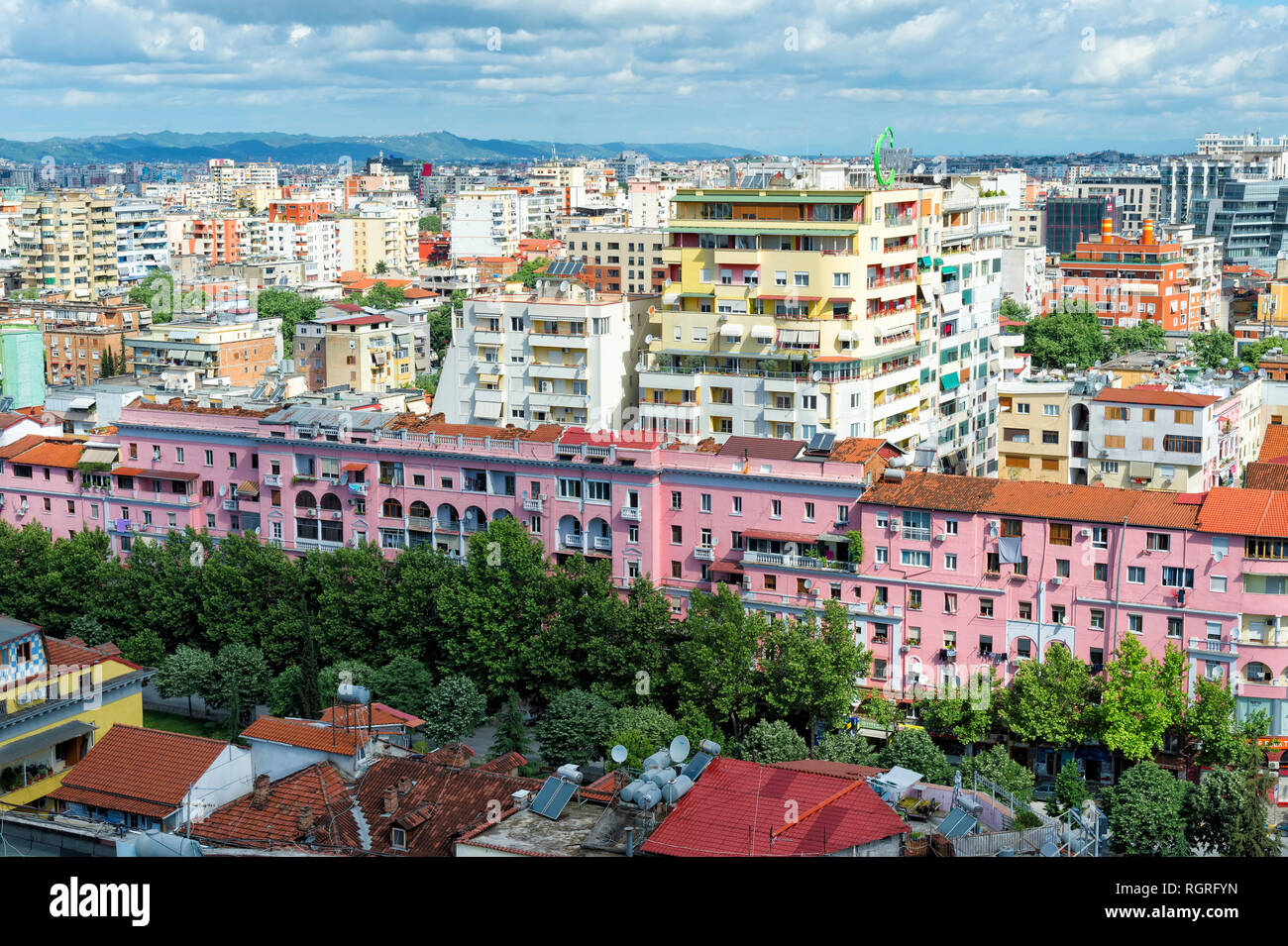 Blick über Tirana, Tirana, Albanien Stockfoto