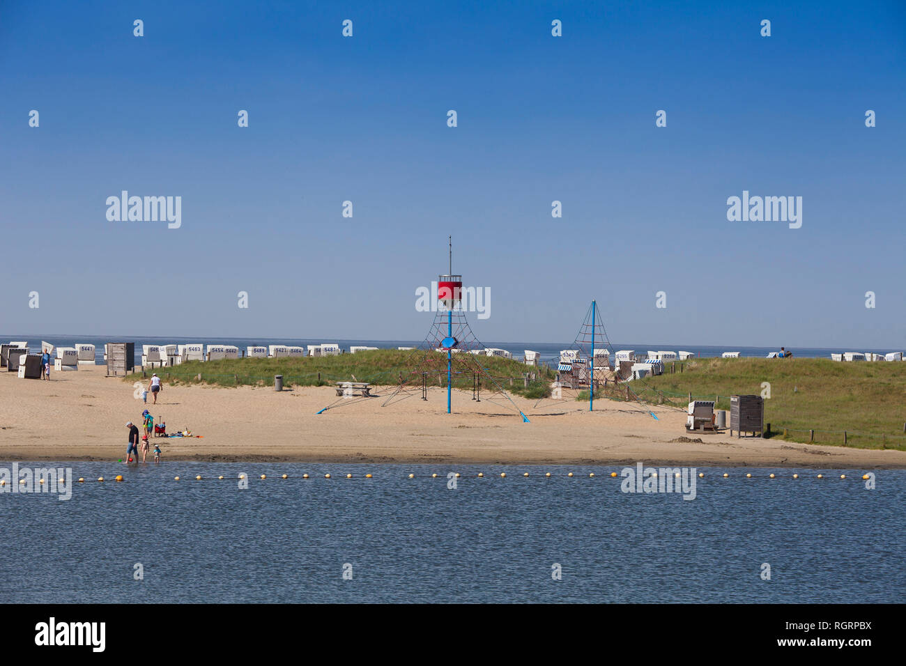 Strand Von Familie Lagune Perlebucht Busum Nordsee Deutschland