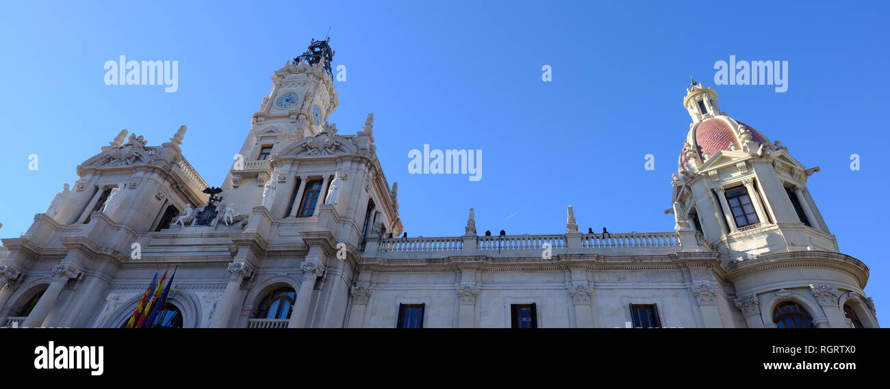 Valencia City Hall Plaza Platz und Brunnen von Javier Goerlich Spanien konzipiert Stockfoto