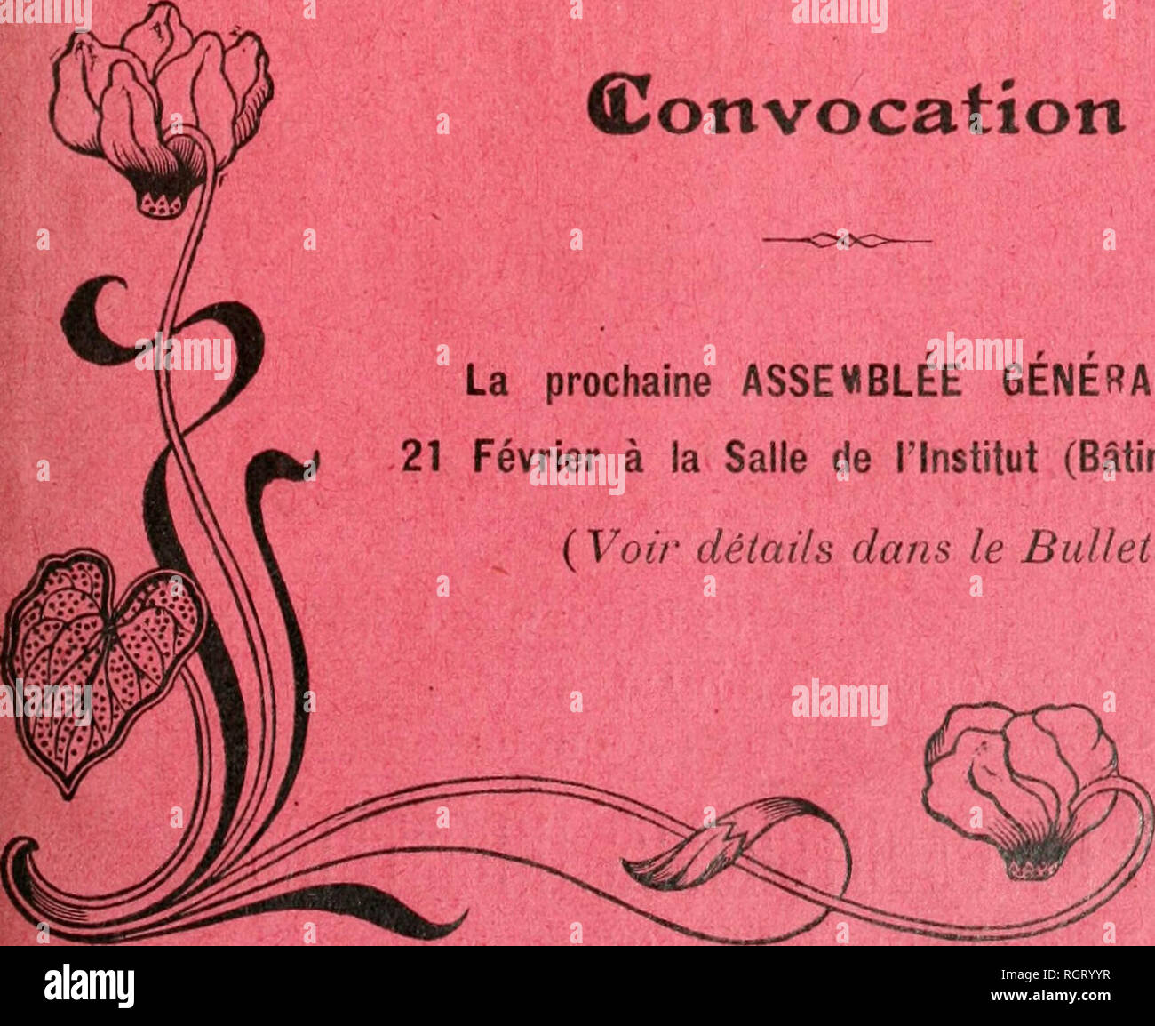 . Bulletin de la Socit d'Gartenbau de Genve. Socit d'Gartenbau de Genve; Gartenbau-- Schweiz. Einberufung r r r. La prochaine ASSEMBLEE GENERALE Aura lieu le Dimanche 21 FÃ©vrier À la Salle de Tinstitut (BÃ¢timent Wahlen). (Siehe Einrichtung Schwänze dans le Bulletin de FÃ©vrier) Ankündigungen: M.D. CAREY, rue du Mont Blanc, 24, Genf Les Ankündigungen doivent Ãªtre envoyÃ© es au plus tard Le1 "de chaque mois Po j paraÃ® tre dans le numÃ©ro weiter. Â Elles 6 Ã'paient sur le Premier n." jiÃ® StlScÃ¢ til Suisse et Zone: 20 Cent, La Ligne ou son Espace. Â Etranger: 25 Cent. Ã® a ligii'. Ple Stockfoto