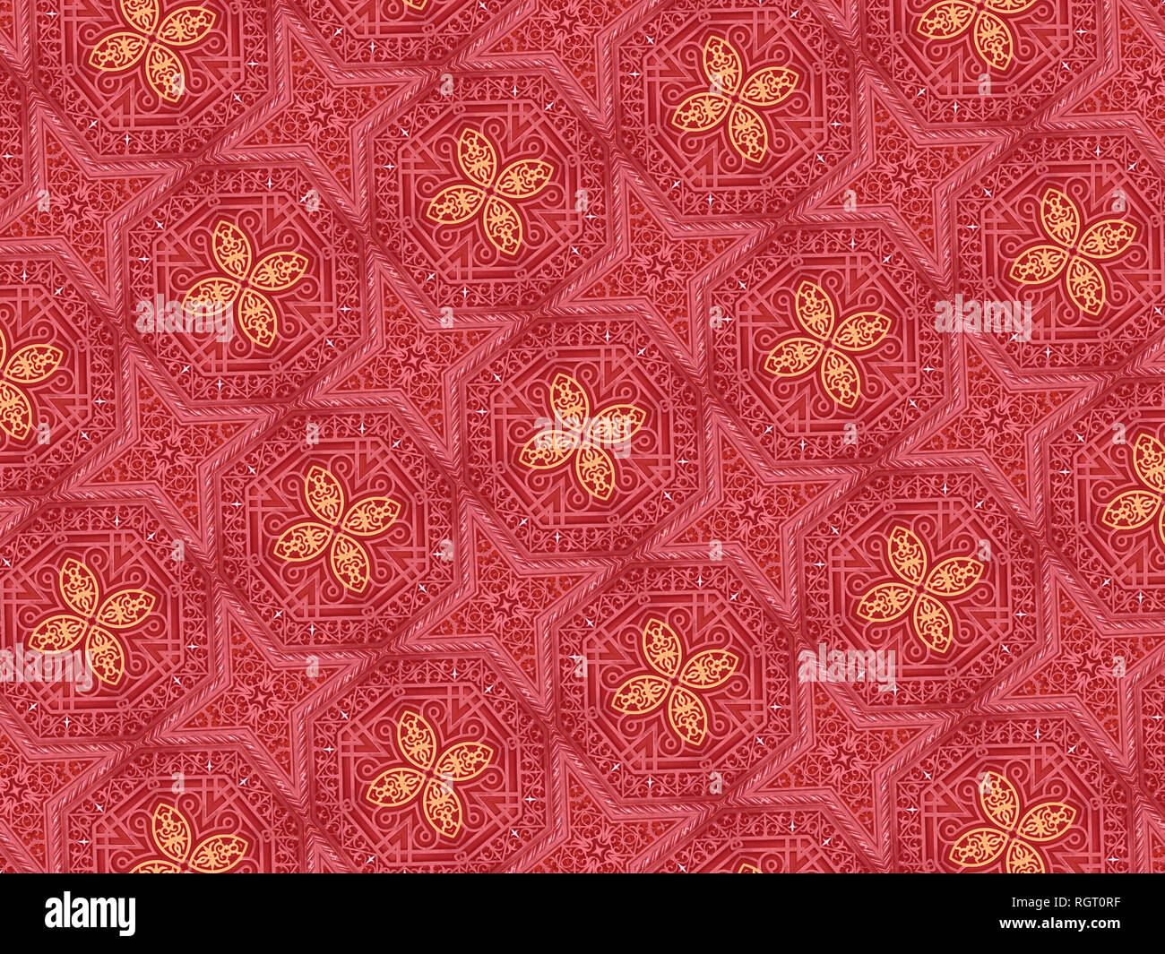 Komplizierte geometrische Muster strukturierte Formen Hintergrund. Saisonale Abbildung mit Stars und achtecke. Stockfoto