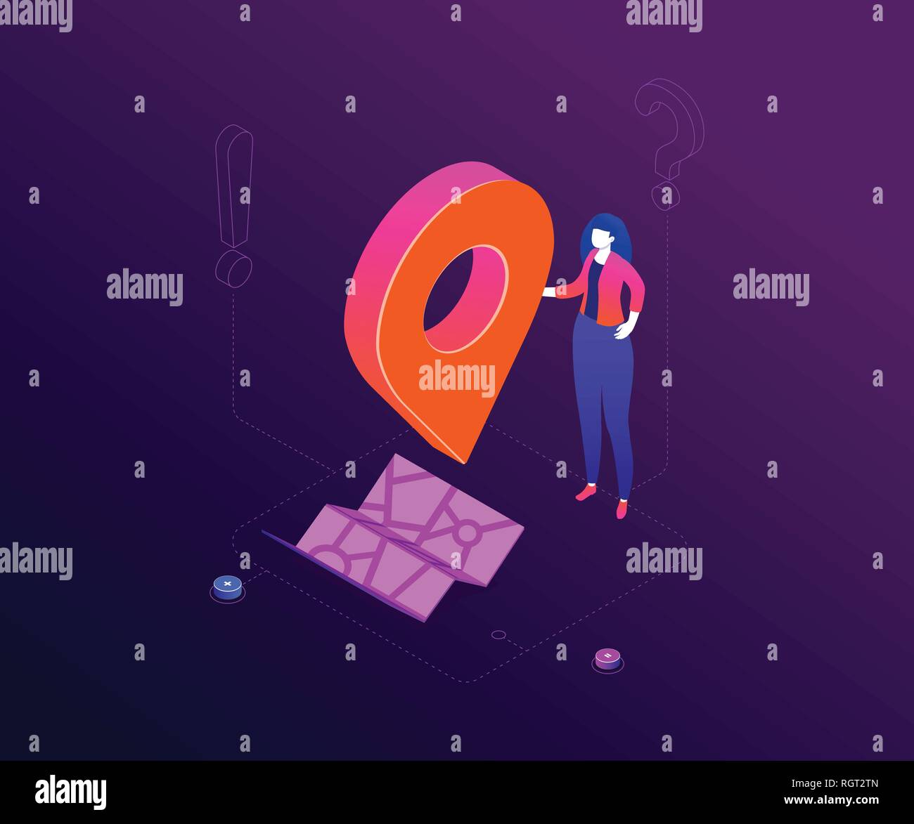 Wir sind hier, um eine moderne und farbenfrohe isometrische Vector Illustration Stock Vektor