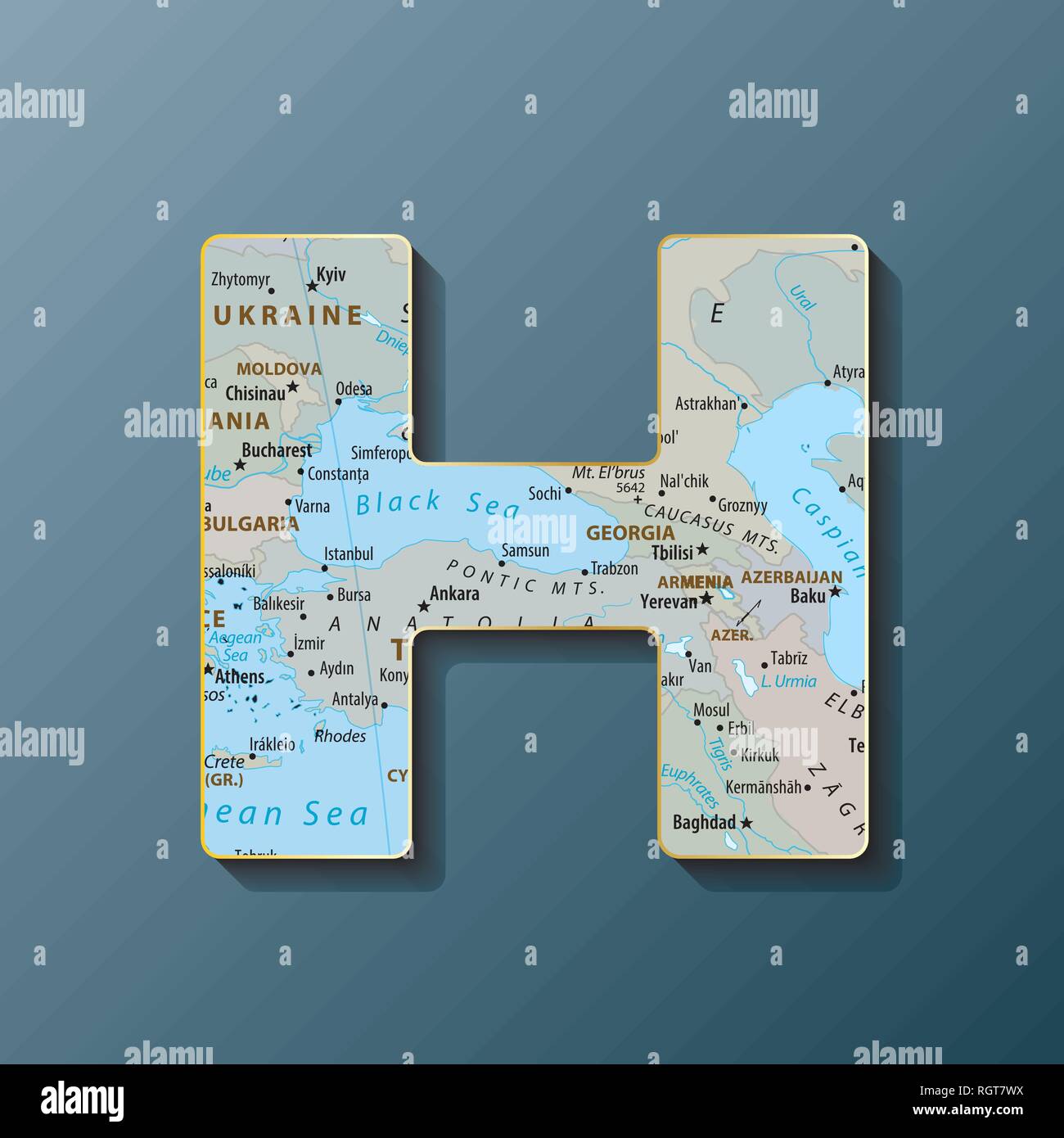 Vector Illustration von Großbuchstaben H mit Karte Monogrammen, Logos, Embleme Stock Vektor