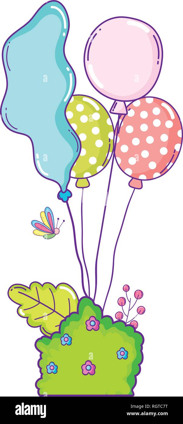 Party ballons Helium mit Bush Garden Stock Vektor