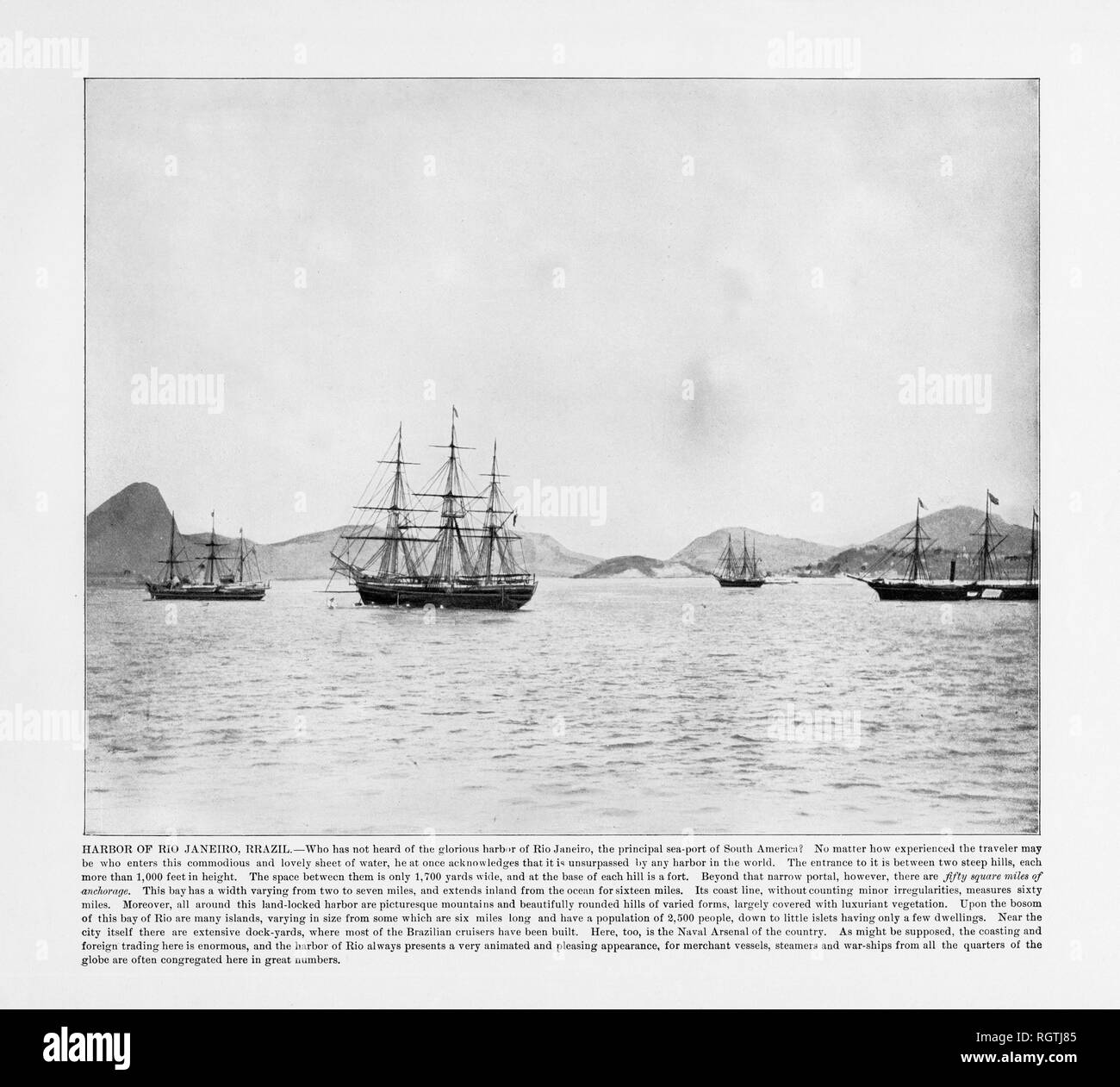 Hafen von Rio de Janeiro, Brasilien, antike Brasilien Foto, 1893 Stockfoto