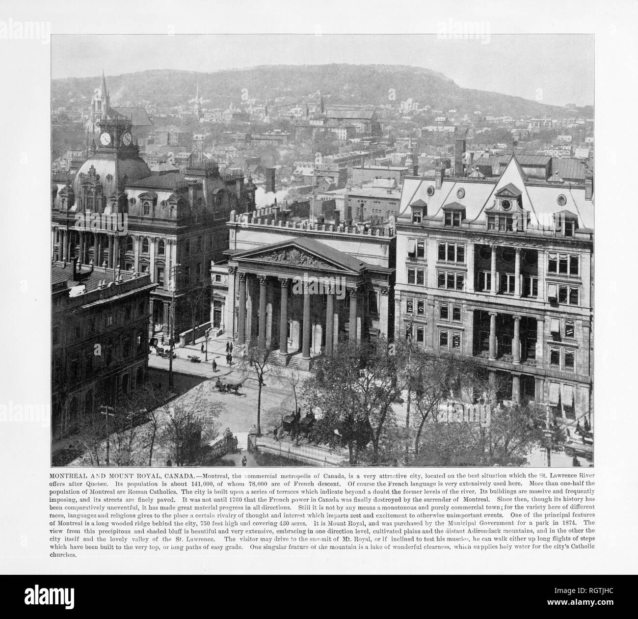 Montreal und Mount Royal, Kanada, Antike kanadische Fotografie, 1893 Stockfoto