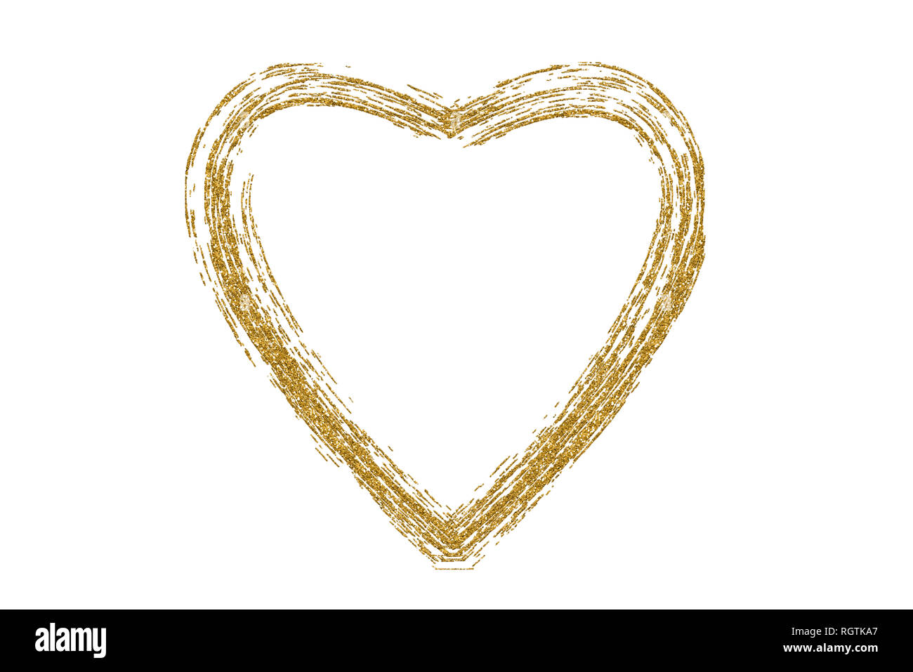 Golden Hand Herz auf weißem Hintergrund. Herz drucken für