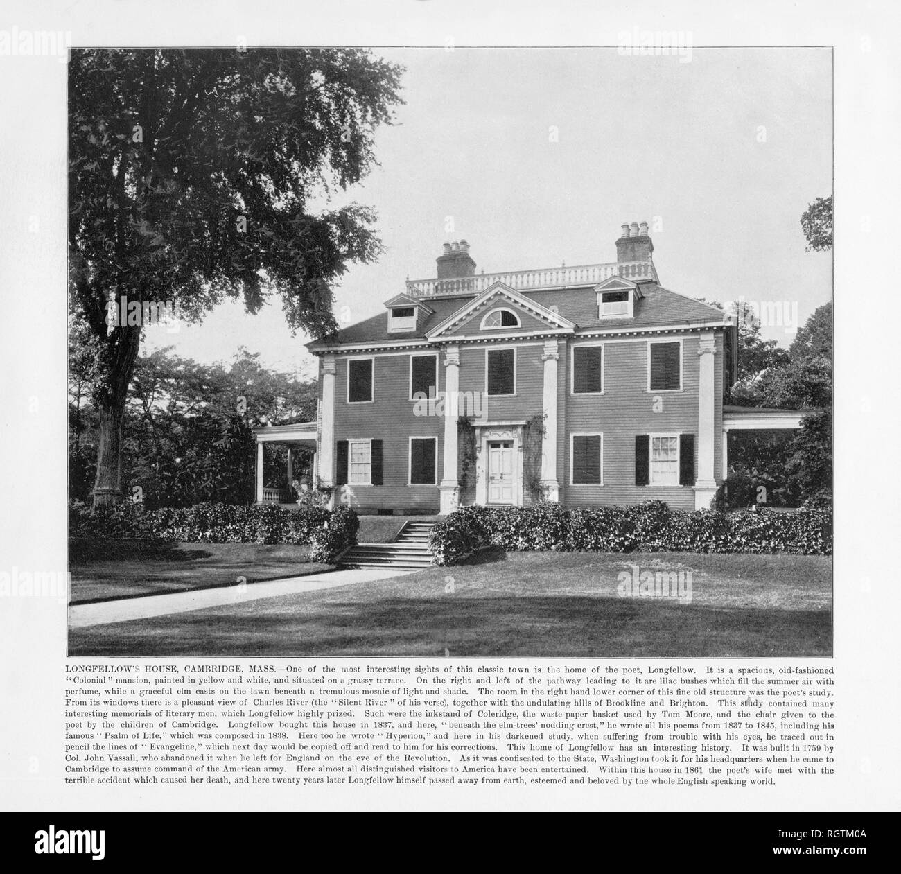 Longfellow's House, Cambridge, Massachusetts, USA, antiken amerikanischen Foto, 1893 Stockfoto