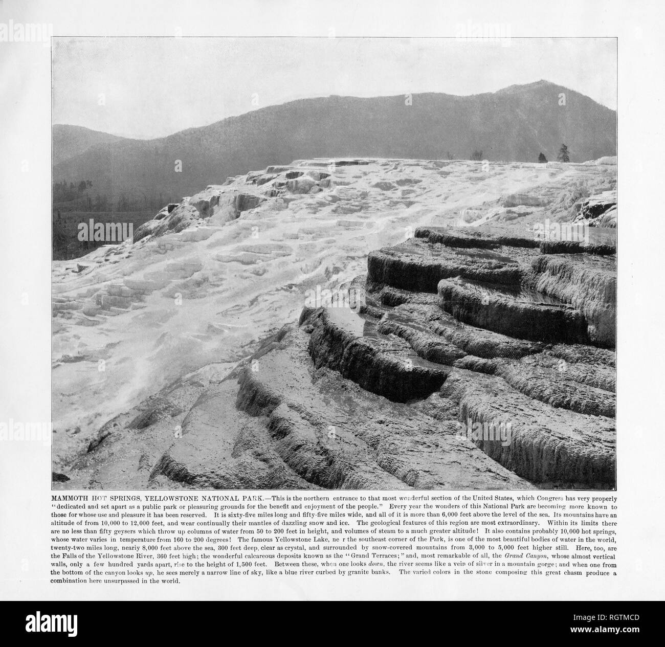 Mammoth Hot Springs, Yellowstone National Park, Colorado, United States, antiken amerikanischen Foto, 1893 Stockfoto