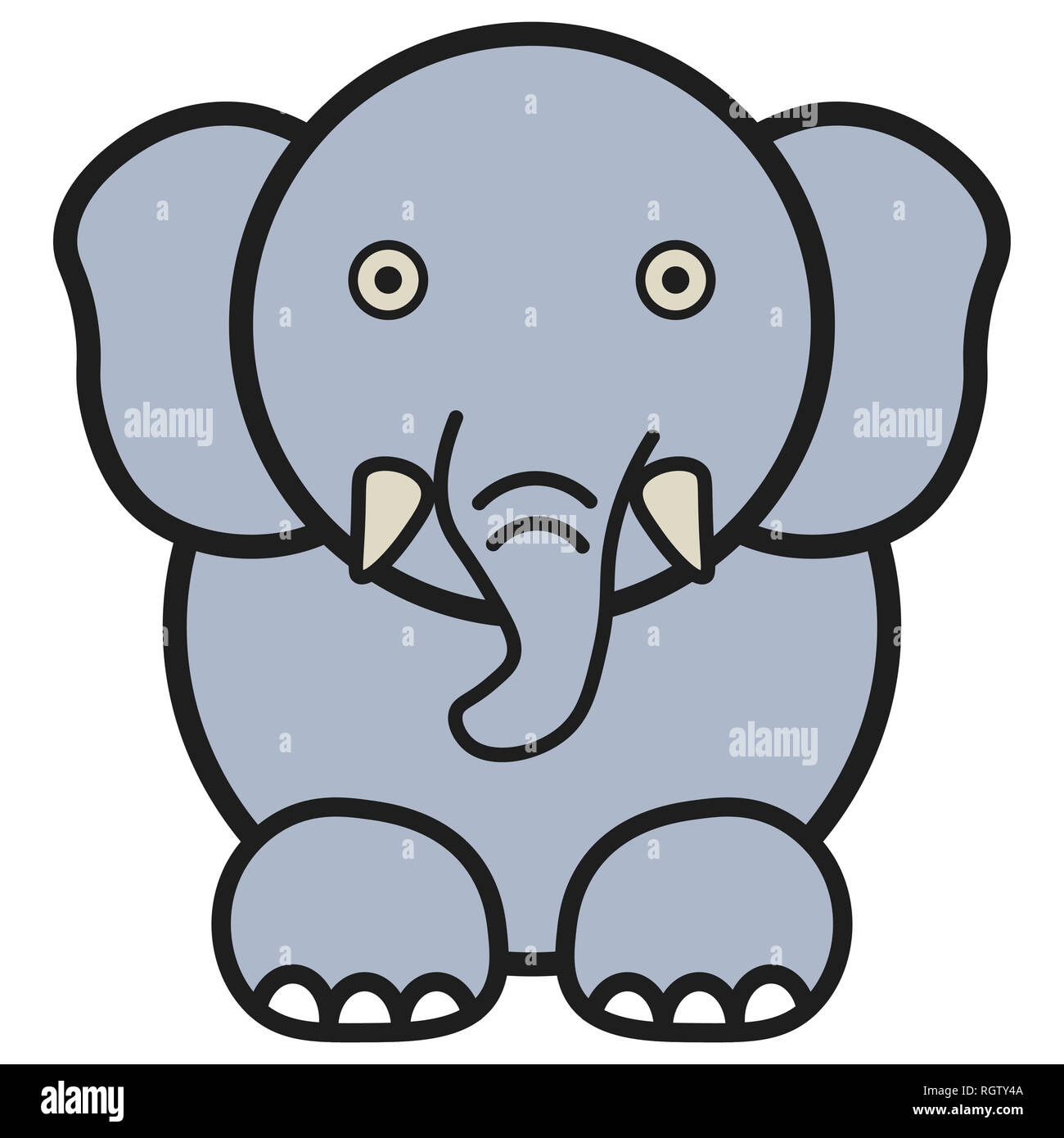Elefanten im Comic-stil. Auf weißem Hintergrund, Abbildung Stockfoto