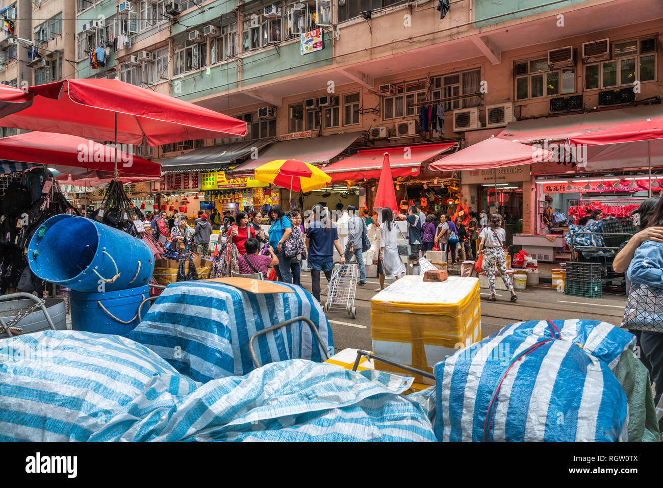 Die North Point Chun Yeung street Wet Market in Hong Kong, China, Asien. Stockfoto