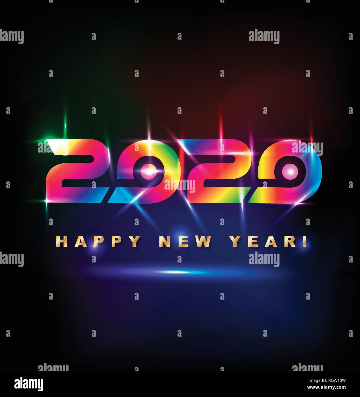 Farbige Frohes Neues Jahr 2020 mit Spotlight Effekt Stock Vektor