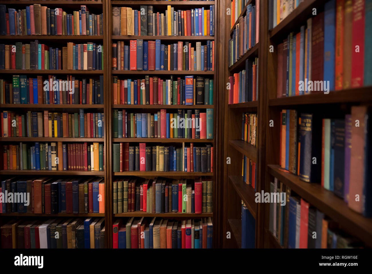 Eine Auswahl an Büchern zur Verfügung in einer Bibliothek in Großbritannien zu mieten. Stockfoto