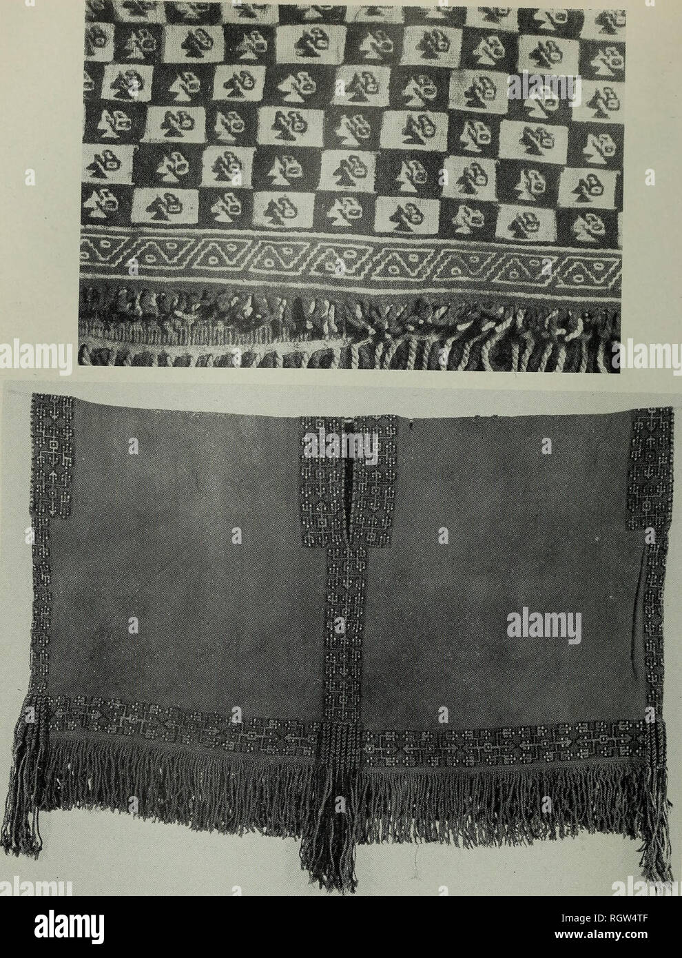 . Bulletin. Ethnologie. Platte 46.-Mitte und Ende der Küste Zeitraum Textilien. Top: Spätzeit textile Detail, Doppel-Tuch. (Mit freundlicher Genehmigung der Amerikanischen Museum für Naturgeschichte) Unten: Mitte lea Shirt. (Mit freundlicher Genehmigung von John Wise). Bitte beachten Sie, dass diese Bilder sind von der gescannten Seite Bilder, die digital für die Lesbarkeit verbessert haben mögen - Färbung und Aussehen dieser Abbildungen können nicht perfekt dem Original ähneln. extrahiert. Smithsonian Institution. Büro der amerikanischen Ethnologie. Washington: G. S. O. Stockfoto