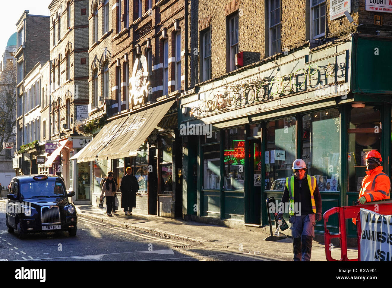 Brewer Street in Soho, London. Foto Datum: Montag, 28. Januar 2019. Foto: Roger Garfield/Alamy Stockfoto