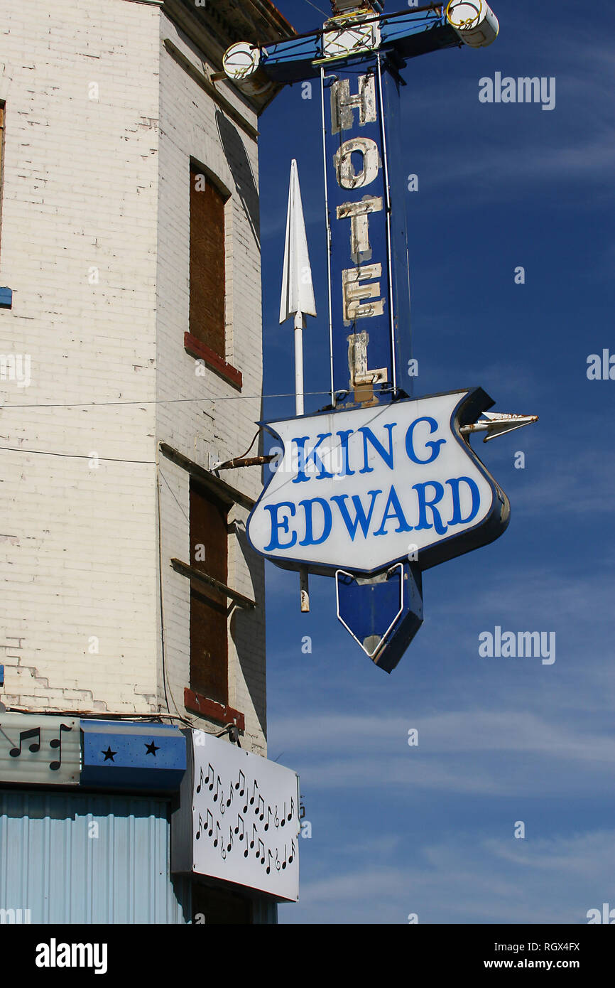 Historische King Edward Hotel in der Innenstadt von Calgary, Alberta, Kanada, wo der Blues, wo oft die Musik des Abends Stockfoto