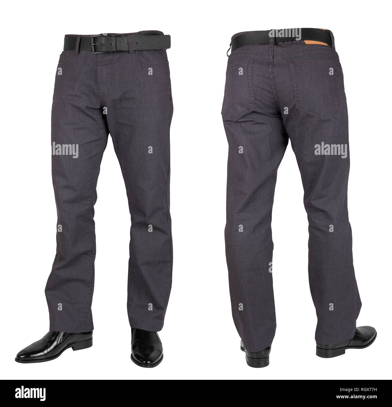 Hosen für Männer auf weißem Hintergrund Stockfoto