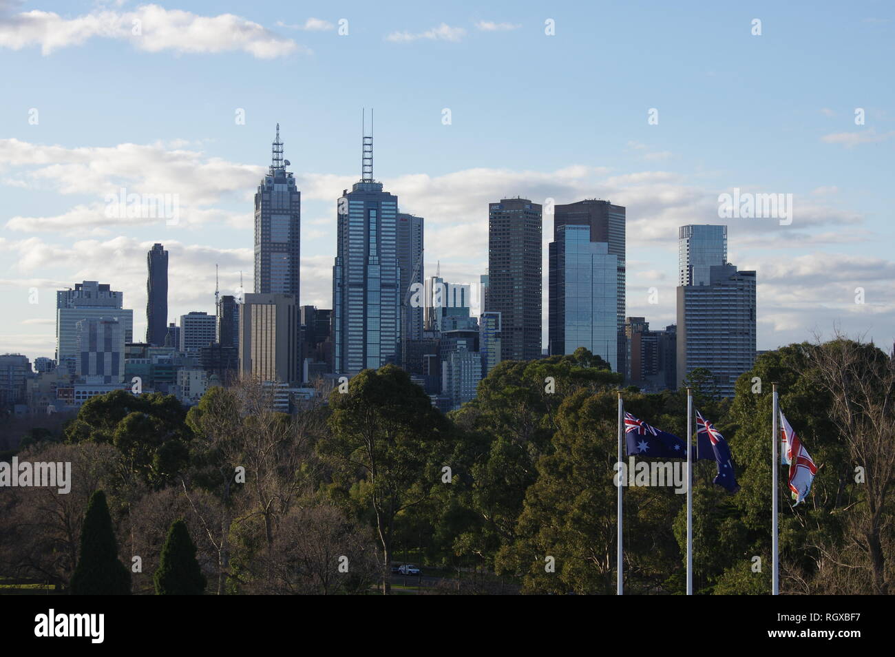 Melbourne, Australien Skyline, große Stadt, (Kelson brennt) Stockfoto