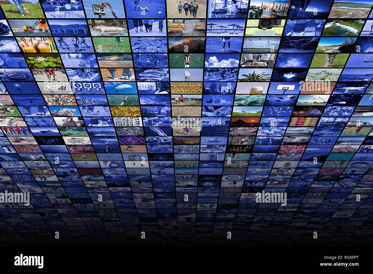 Riesige multimedia widescreen Video und Bild Wände Stockfoto
