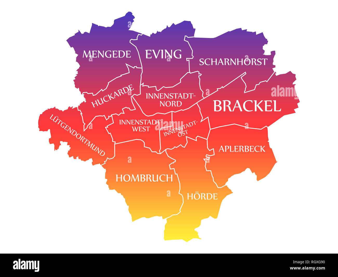 Dortmund City Karte Deutschland De Beschriftet Rainbow Farbige Abbildung Stockfotografie Alamy