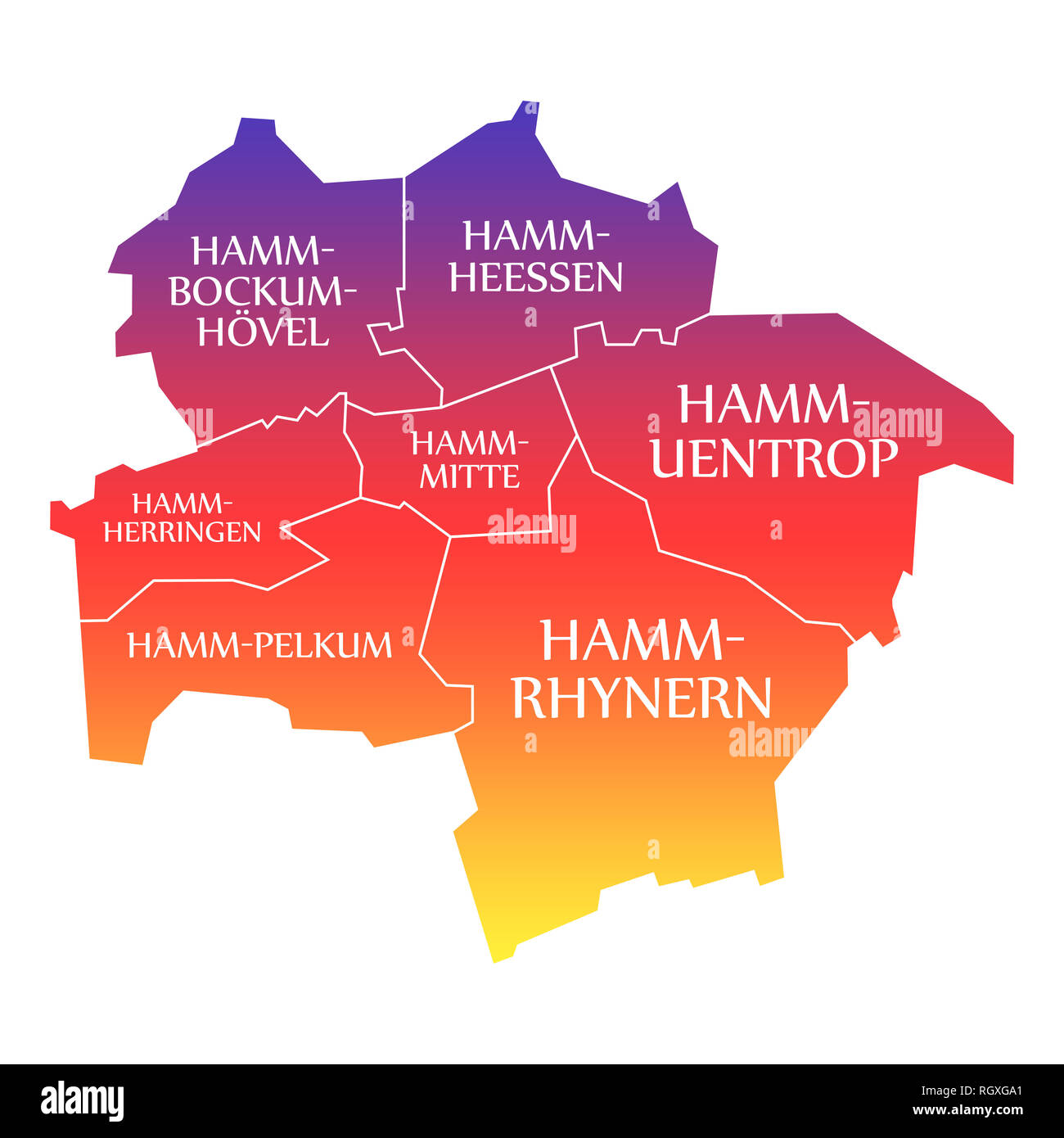 Hamm Stadtplan Deutschland DE beschriftet Rainbow farbige Abbildung  Stockfotografie - Alamy