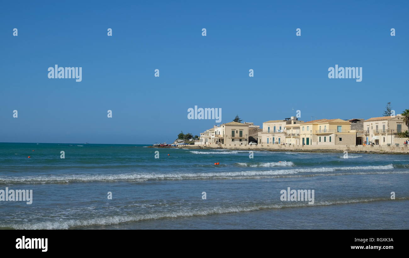 Sampieri, Provinz Ragusa, Sizilien. Es ist ein kleines Fischerdorf im Südosten von Sizilien, mit schönen Stränden. Stockfoto