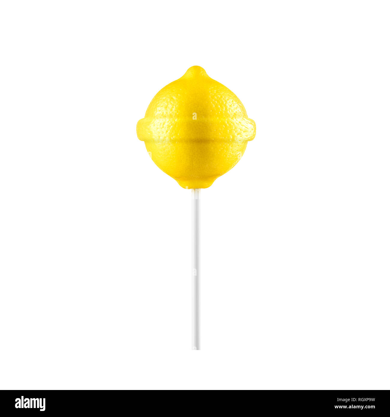 Lollipop Zitrone auf weißem Hintergrund. Kreative candy Idee Stockfoto