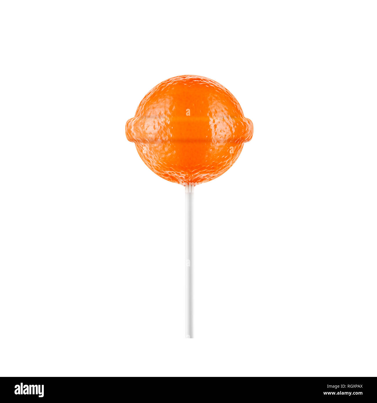 Lollipop mandarin auf weißem Hintergrund. Kreative candy Idee Stockfoto