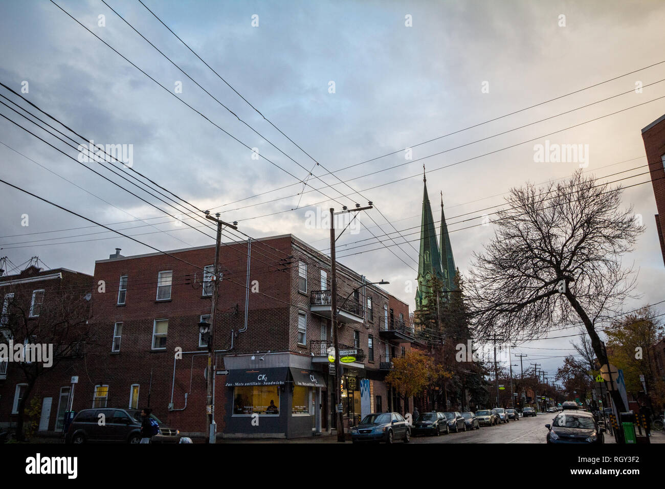 MONTREAL, KANADA - 6. NOVEMBER 2018: Eglise Sainte Cecile Kirche, eine katholische Denkmal, in der Mitte von Villeray District, in Montreal, Quebec, während Stockfoto