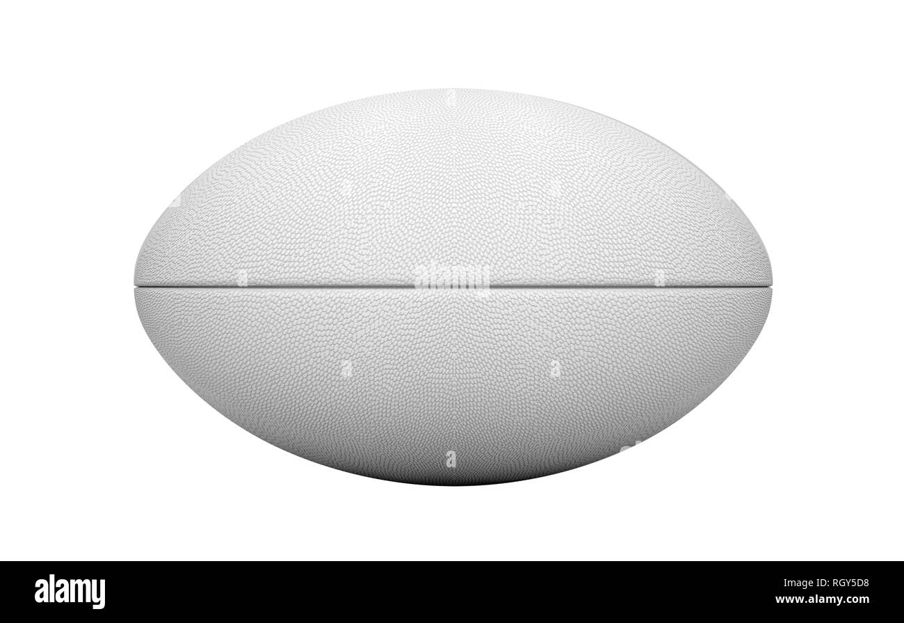 Eine einfache weiße strukturierte Rugby Ball auf einem isolierten weißen Hintergrund - 3D-Rendering Stockfoto