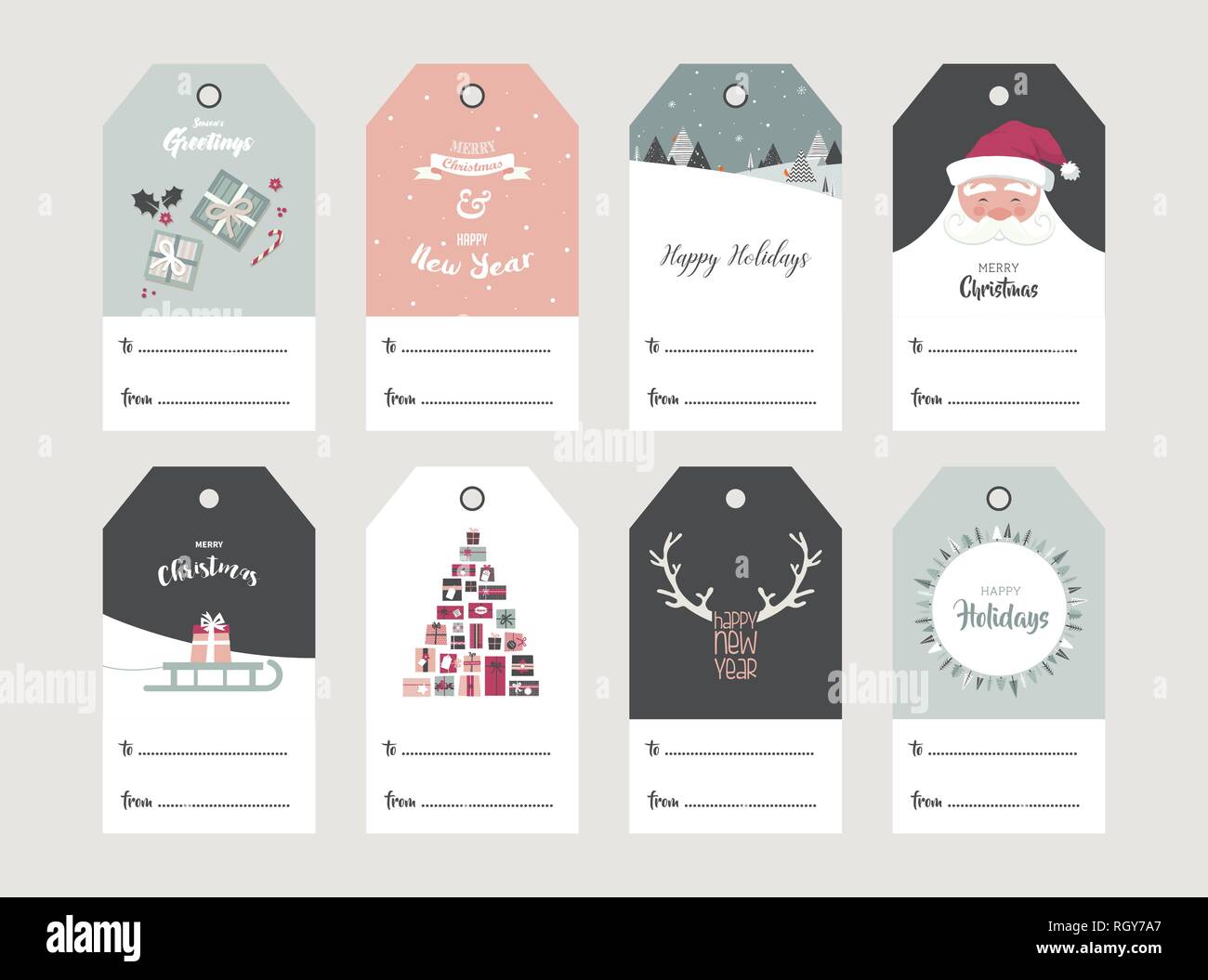 Weihnachten Geschenk Tag im Retro-stil eingerichtet. Vector Illustration Design Stock Vektor