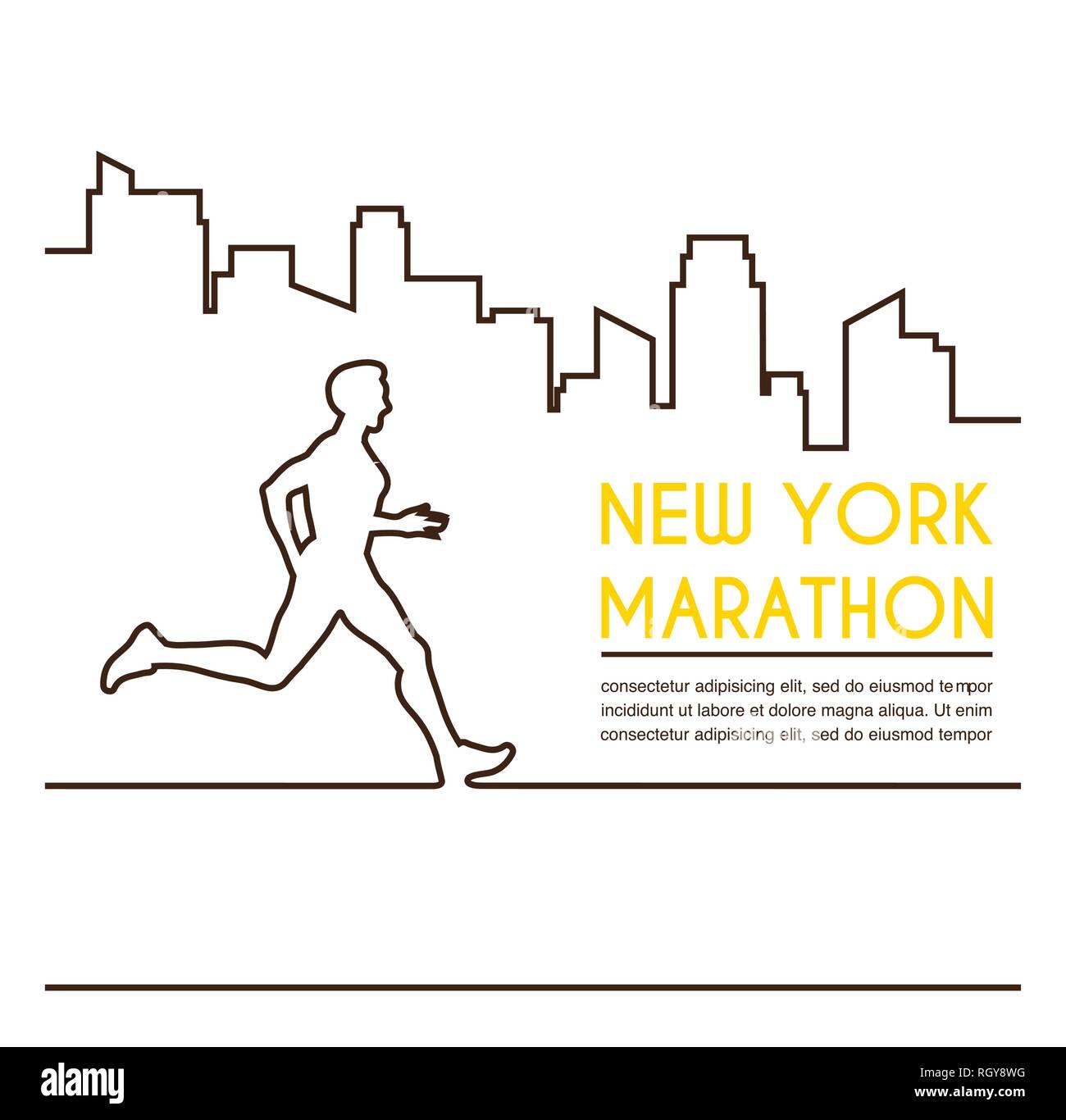 Die Silhouetten der männlichen Läufer. Läuft Marathon, Poster Design. Stock Vektor