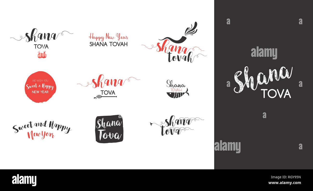 Rosch Haschanah, abstrakten Jüdischen Feiertag Icon Set. Das jüdische neue Jahr. Vector Illustration Stock Vektor