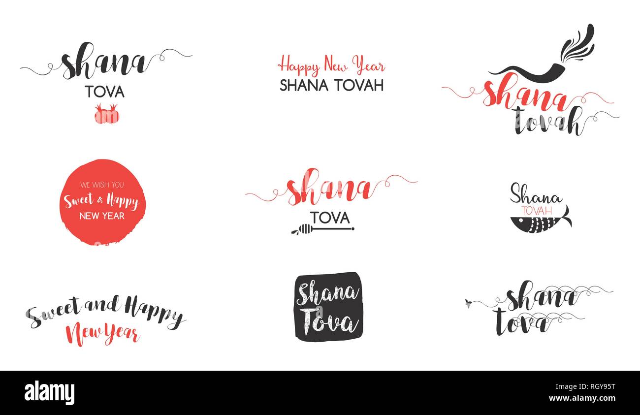 Rosch Haschanah, abstrakten Jüdischen Feiertag Icon Set. Das jüdische neue Jahr. Vector Illustration Stock Vektor