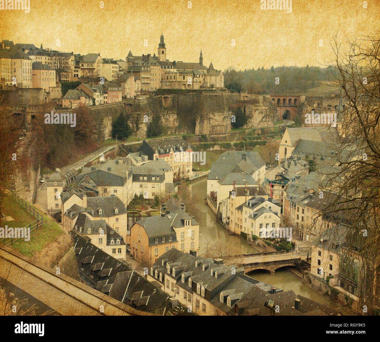 Skyline der Stadt Luxemburg. Stockfoto