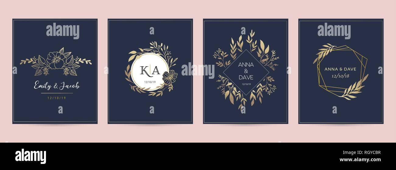 Hochzeit Logos, Hand gezeichnet Elegante, zarte Monogramm Sammlung Stock Vektor