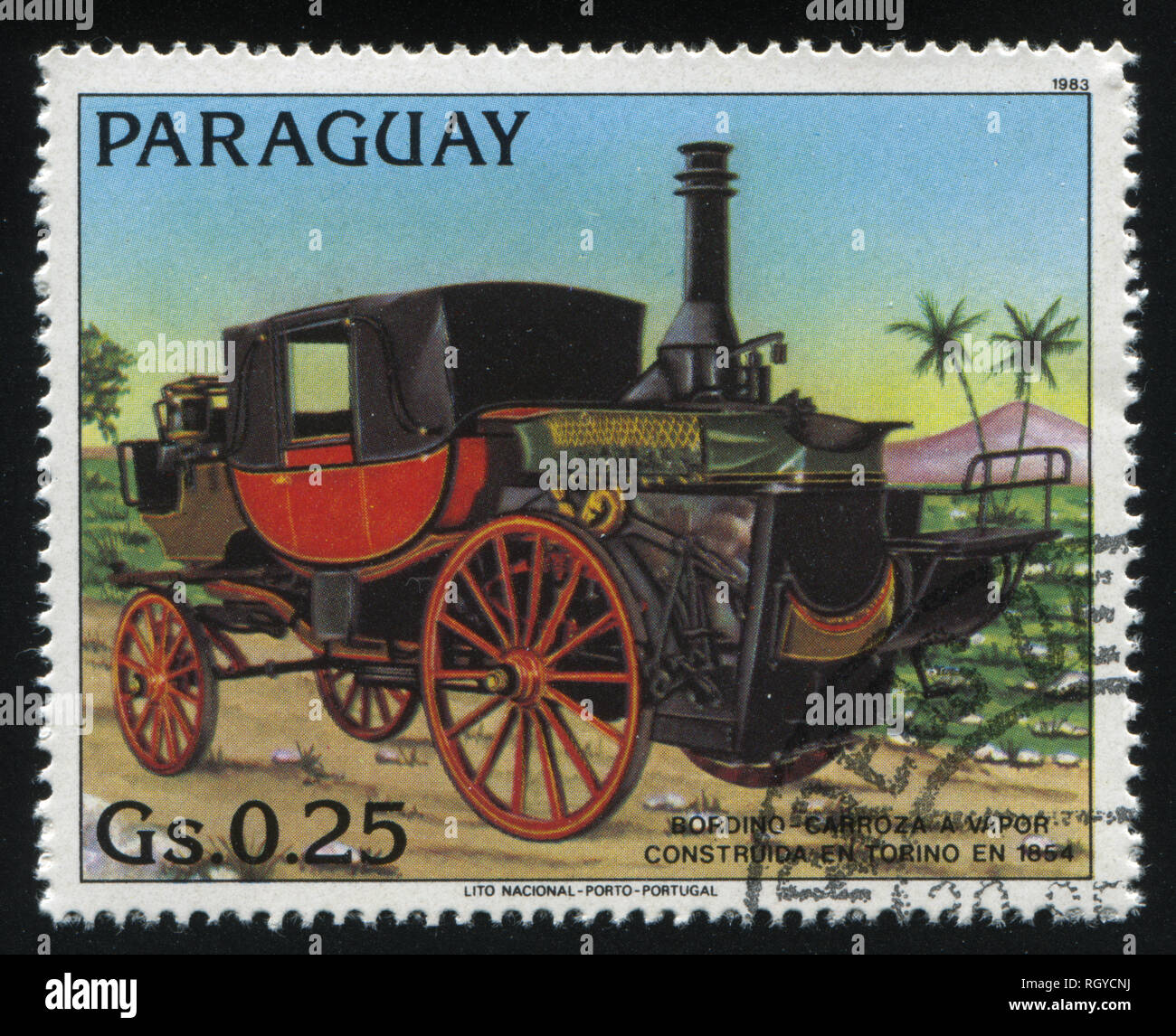 Russland KALININGRAD, 22. APRIL 2017: Briefmarke von Paraguay gedruckt, zeigt retro Auto, ca. 1983 Stockfoto