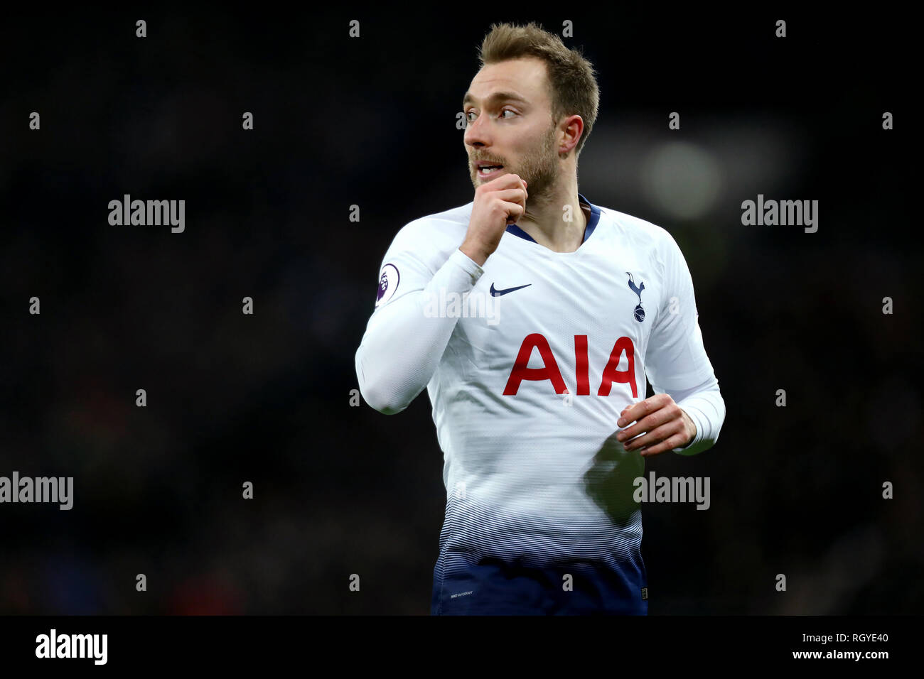 Christian Eriksen von Tottenham Hotspur - Tottenham Hotspur v Watford, Premier League, Wembley Stadion, London (Wembley) - 30. Januar 2019 Editorial Stockfoto