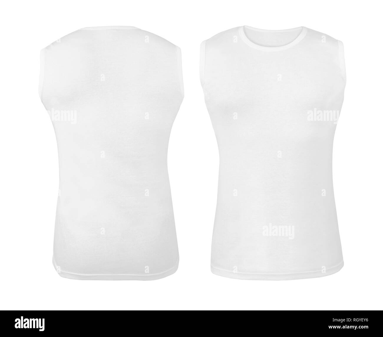 Weisses T-Shirt auf weißem Hintergrund Stockfoto