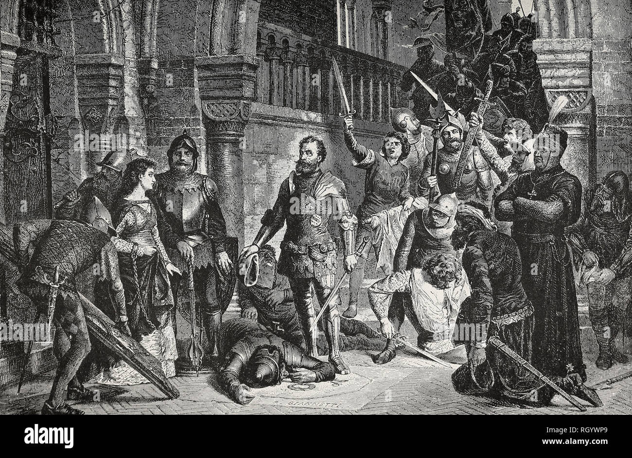 Die Rettung einer Königin Maria von Ungarn aus Ihrer eigenen Leute durch die Venezianer gespeichert Stockfoto