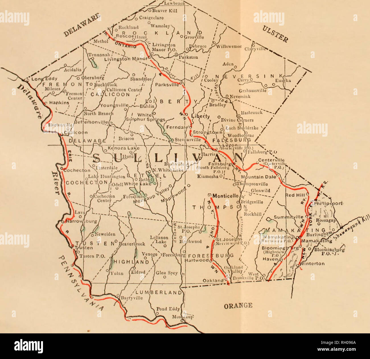 Map Of Sullivan County Ny Bulletin. Die Landwirtschaft. Karte Von Sullivan County, Anzeigen Der  Townships Rot Liiu Eisenbahnen An. Bitte Beachten Sie, Dass Diese Bilder  Sind Von Der Gescannten Seite Bilder, Die Digital Für Die Lesbarkeit
