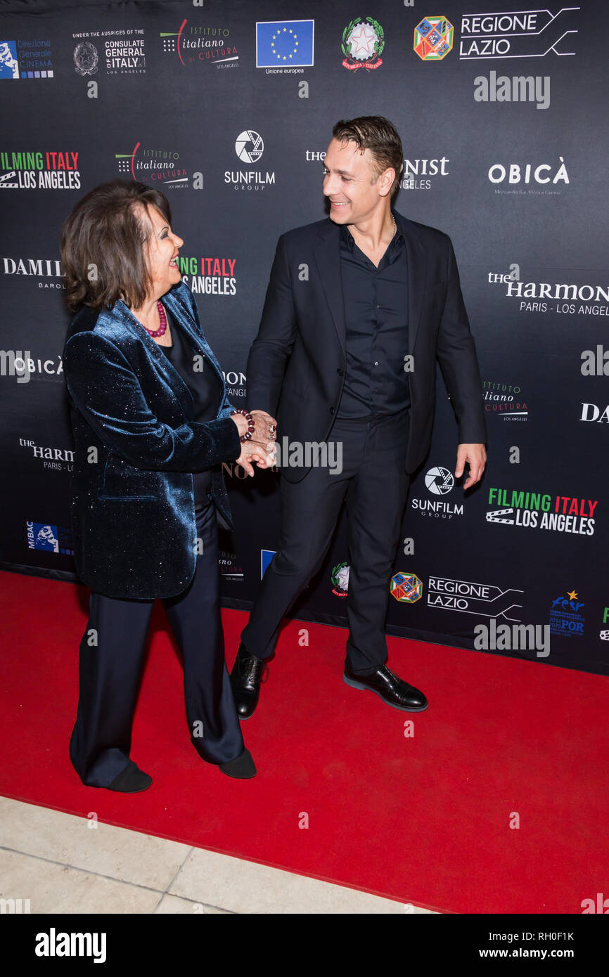 Los Angeles, USA. 30. Januar, 2019. Darsteller Claudia Cardinale (L) und Raoul Bova teilnehmen' Filmen Italien - Los Angeles' Festival in der Italienischen Film Institute am 30 Januar, 2019 in Los Angeles. Quelle: Wladimir Yazev/Alamy Leben Nachrichten. Stockfoto