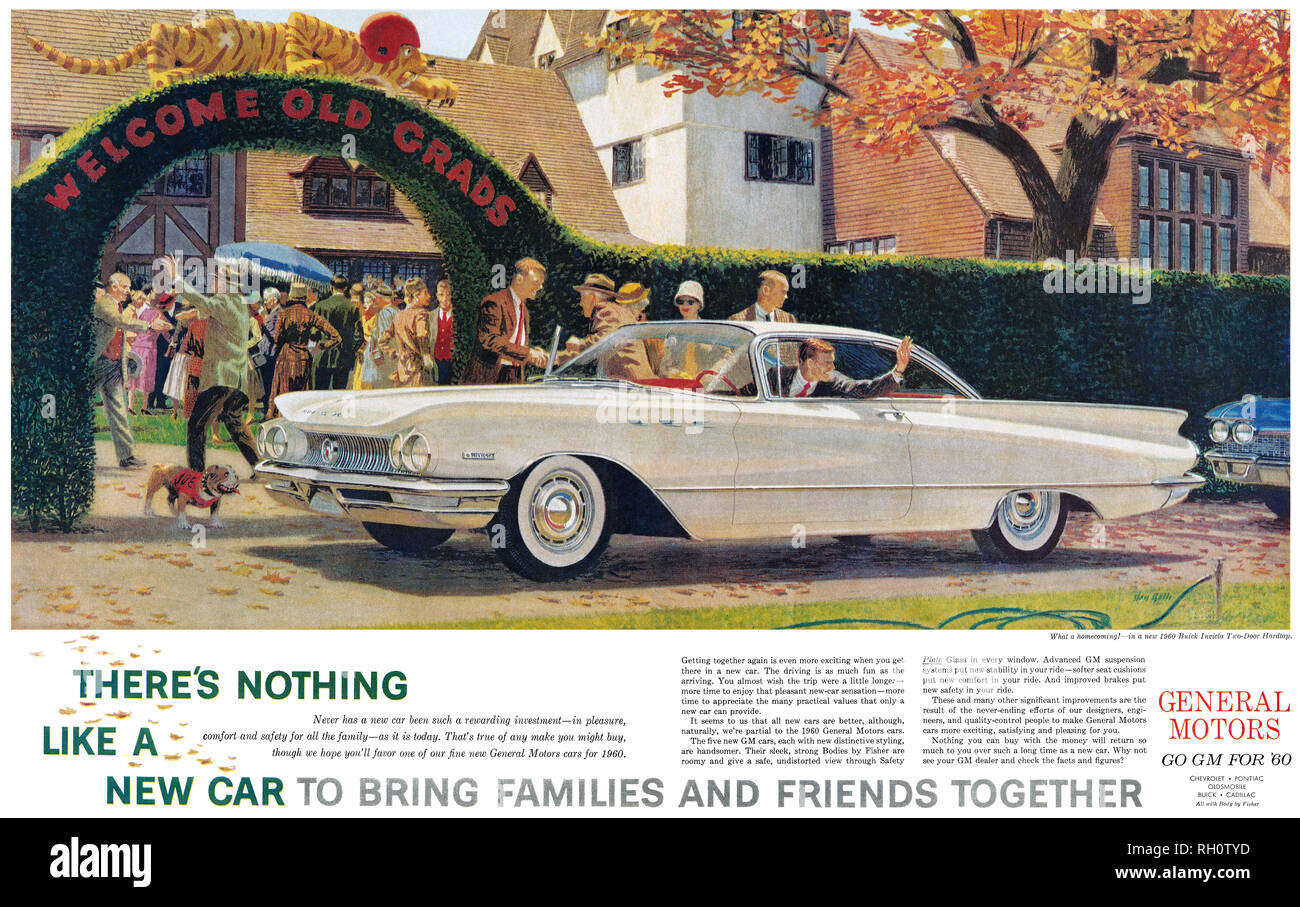 1959 US-Werbung für General Motors, mit dem Buick Invicta 2-Door hardtop Automobil. Stockfoto