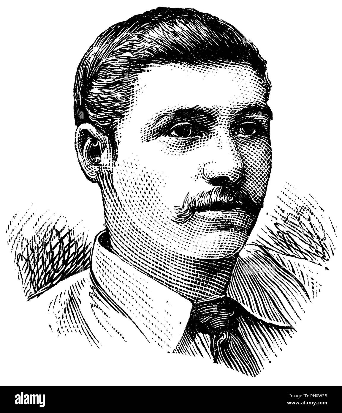 1888 viktorianischen Gravur von deutscher Fußballspieler George Lohmann (1865-1901), der für England und Surrey gespielt. Stockfoto