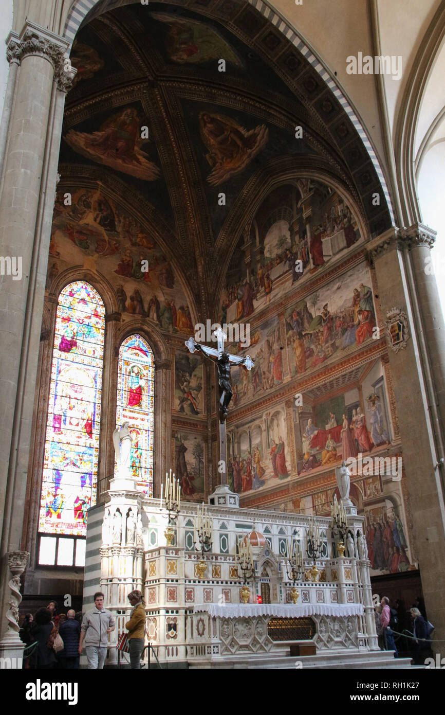 Italien, Florenz - 02 April 2017: der Blick auf die tornabuoni Kapelle von Santa Maria Novella Kirche am 02 April 2017, Toskana, Italien. Stockfoto