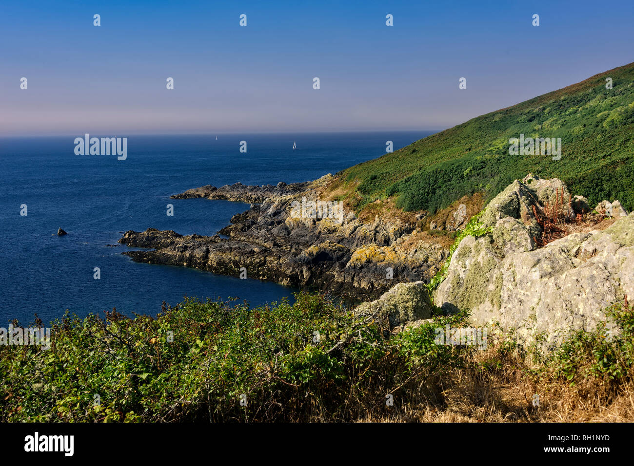 Jerbourg Point, oder der Halbinsel, ist der südöstlichen Punkt der Ballwich von Guernsey im Englischen Kanal. Stockfoto