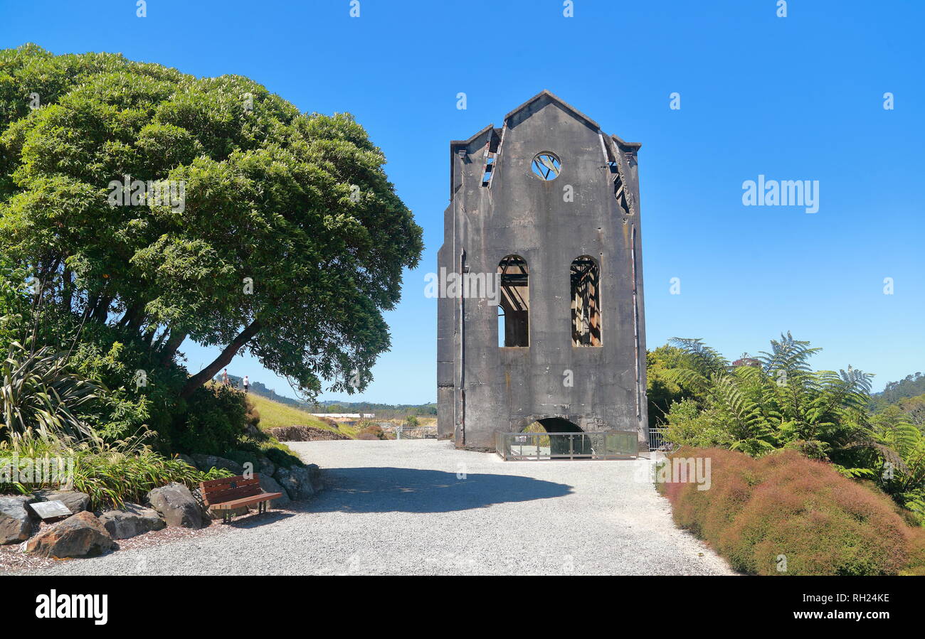 Erbe Cornish pumpen Haus Martha Mine in der Goldgräberstadt, Waihi, Neuseeland Stockfoto